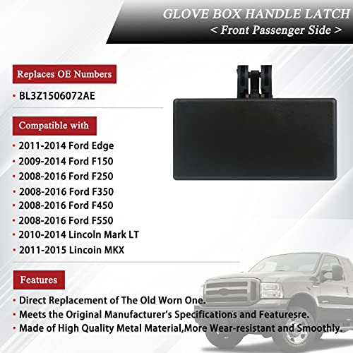 TQPONLY Glove Box Latch Compartment Door Handle Front Passenger Side Compatible with 2008-2016 Ford F150 F250 F350 F450 Edge Lincoln MKX - Image 2