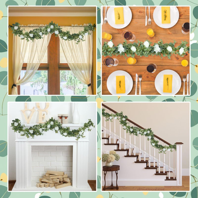 Canlierr 2pcs Large White Mr & Mrs Sign for Wedding Table with 5.91ft Artificial Flowers Garland, Wedding Centerpieces Wooden Bride and Groom Table Decorations for Engagement Decor(White Rose) - Image 5