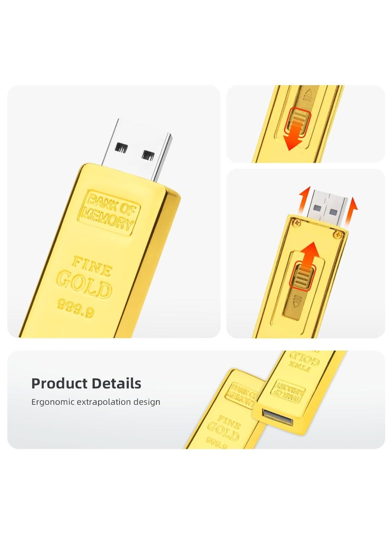 High Memory Gold Bar USB Flash Drive External Data Storage - Image 2