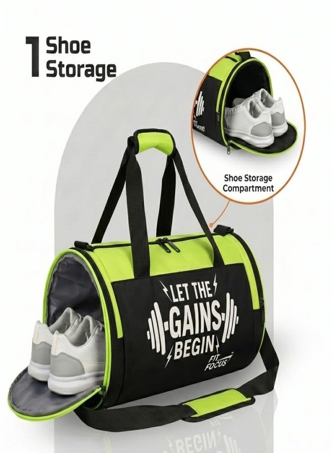 COOL INDIANS Gym Duffle Bag & 1L Water Bottle Set - Durable Sports Travel Bag with 1000ml BPA-Free Leakproof Sipper Bottle - Versatile Fitness Pack for Men & Women, Workout, Office & Home (Black & Green) - Image 5