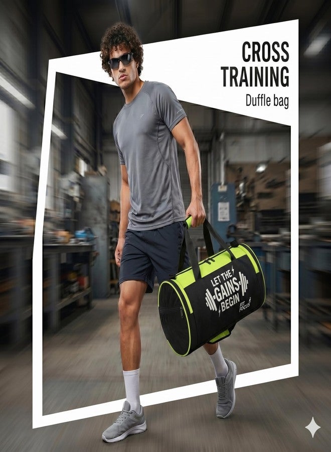 COOL INDIANS Gym Duffle Bag & 1L Water Bottle Set - Durable Sports Travel Bag with 1000ml BPA-Free Leakproof Sipper Bottle - Versatile Fitness Pack for Men & Women, Workout, Office & Home (Black & Green) - Image 2