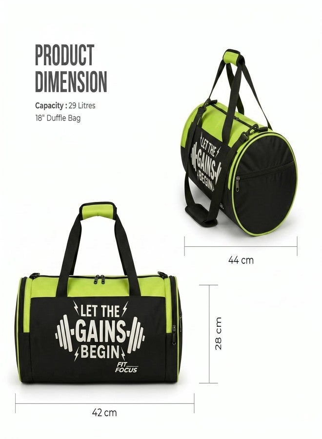 COOL INDIANS Gym Duffle Bag & 1L Water Bottle Set - Durable Sports Travel Bag with 1000ml BPA-Free Leakproof Sipper Bottle - Versatile Fitness Pack for Men & Women, Workout, Office & Home (Black & Green) - Image 4