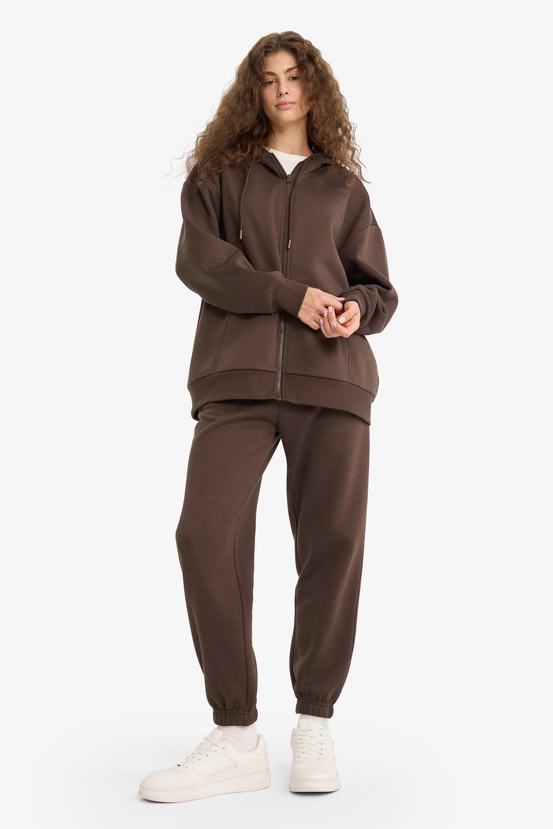 DeFacto Brown Woman jogger Elastic Band Thick Sweatshirt Fabric Trousers Casual - Image 1