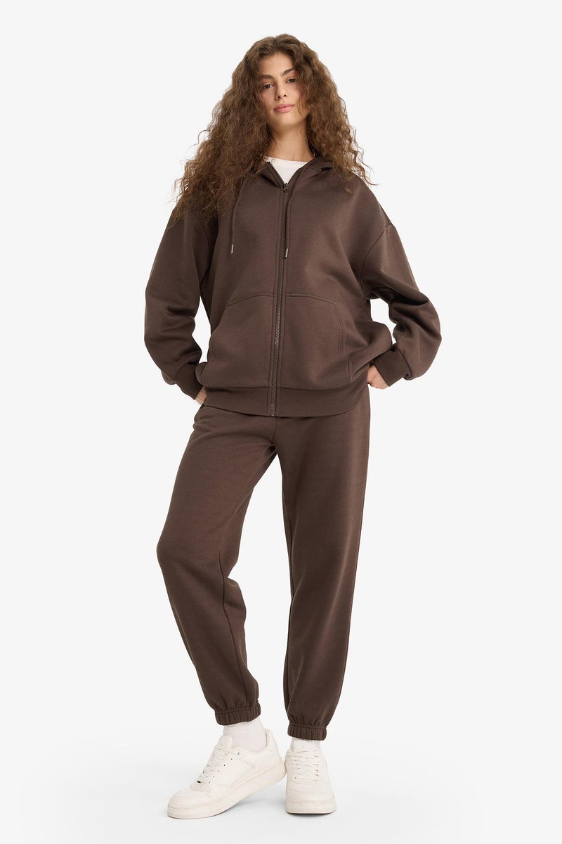 DeFacto Brown Woman jogger Elastic Band Thick Sweatshirt Fabric Trousers Casual - Image 5
