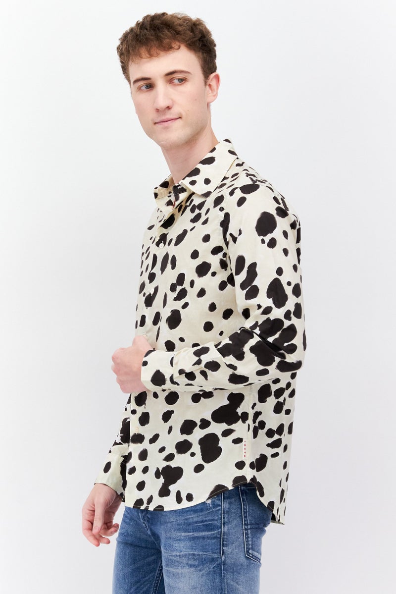 MARNI Men Regular Fit Allover Print Long Sleeve Casual Shirt, Off White - Image 2