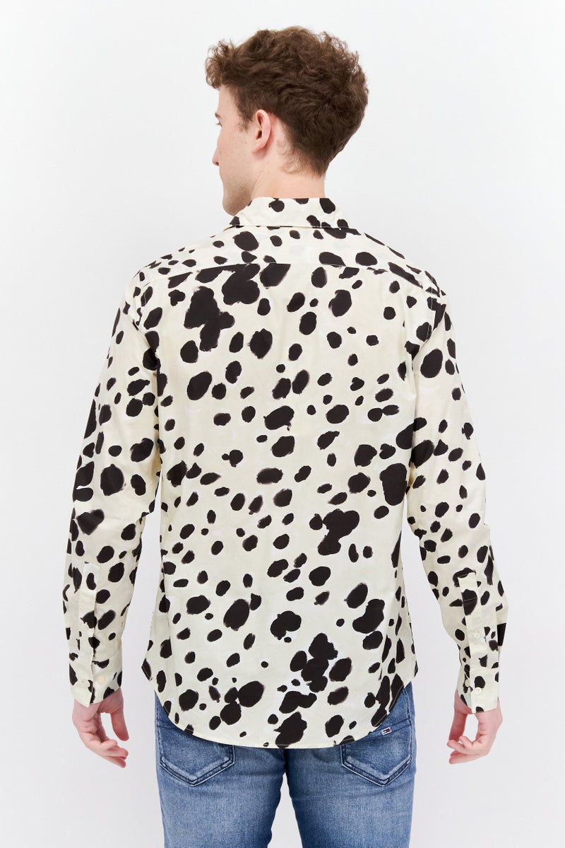 MARNI Men Regular Fit Allover Print Long Sleeve Casual Shirt, Off White - Image 3