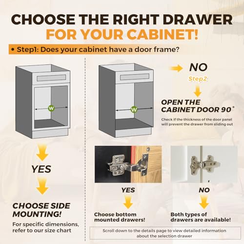 Mobirex Pull Out Drawers for Cabinet Wood Slide Out Cabinet Organizer and Storage Cabinet Kitchen Drawers Slide Out Shelves Pull Out Shelves in Kitchen Pantry Bathroom with Soft Close 24"W x 22"D x 3"H - Image 4