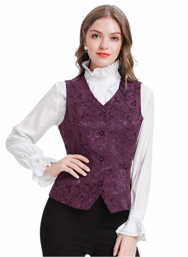 GRACE KARIN Women's V-Neck Sleeveless Slim Fit Jacket Casual Suit Vests(3XL, Purple) - Image 4