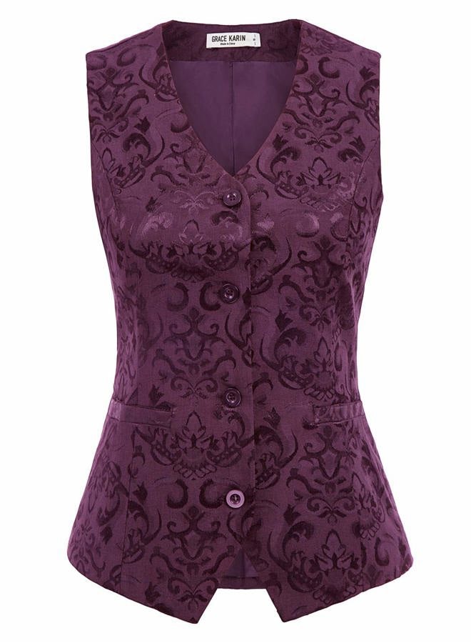 GRACE KARIN Women's V-Neck Sleeveless Slim Fit Jacket Casual Suit Vests(3XL, Purple) - Image 1