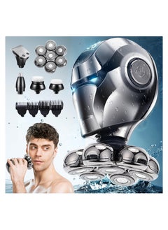 SYOSI Head Shavers for Bald Men, 6 in 1 Head Shaver 7D Electric Razor Rechargeable Rotary Shavers for Men, IPX7 Full-Body Waterproof High-Tech Bald Head Shaver with LED Display, Wet/Dry Shaving  - Image 1
