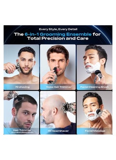 SYOSI Head Shavers for Bald Men, 6 in 1 Head Shaver 7D Electric Razor Rechargeable Rotary Shavers for Men, IPX7 Full-Body Waterproof High-Tech Bald Head Shaver with LED Display, Wet/Dry Shaving  - Image 4