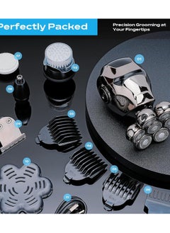 SYOSI Head Shavers for Bald Men, 6 in 1 Head Shaver 7D Electric Razor Rechargeable Rotary Shavers for Men, IPX7 Full-Body Waterproof High-Tech Bald Head Shaver with LED Display, Wet/Dry Shaving  - Image 5