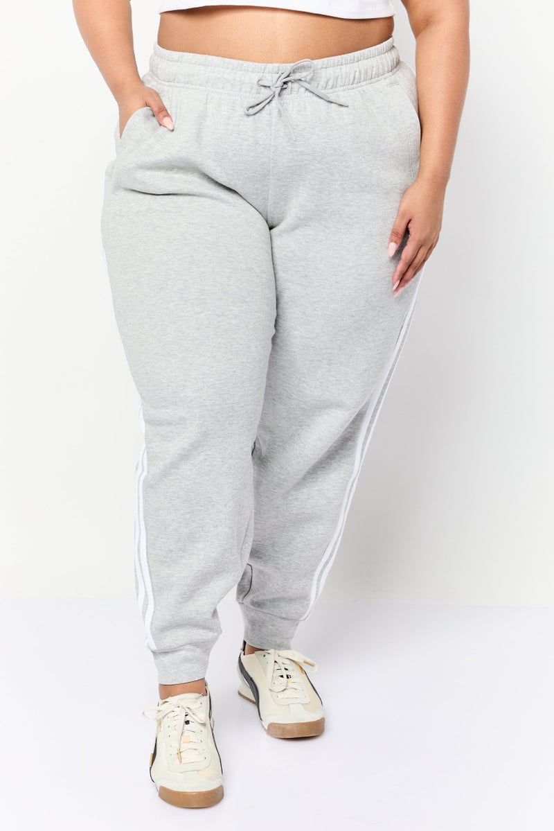 Adidas Women Plus Size Drawstring Outdoor Sweatpants, Grey - Image 1