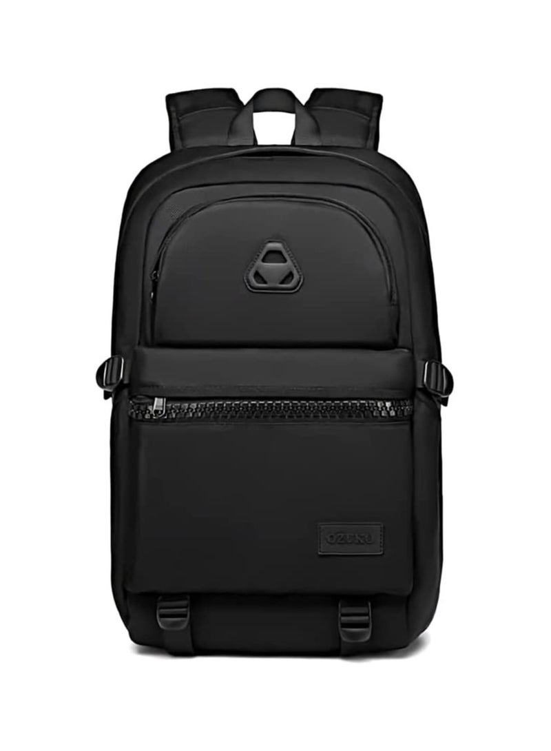 OZUKO Ozuko 9488 Waterproof Fabric Backpack With Water Cup And Umbrella Bag - Black  - Image 1