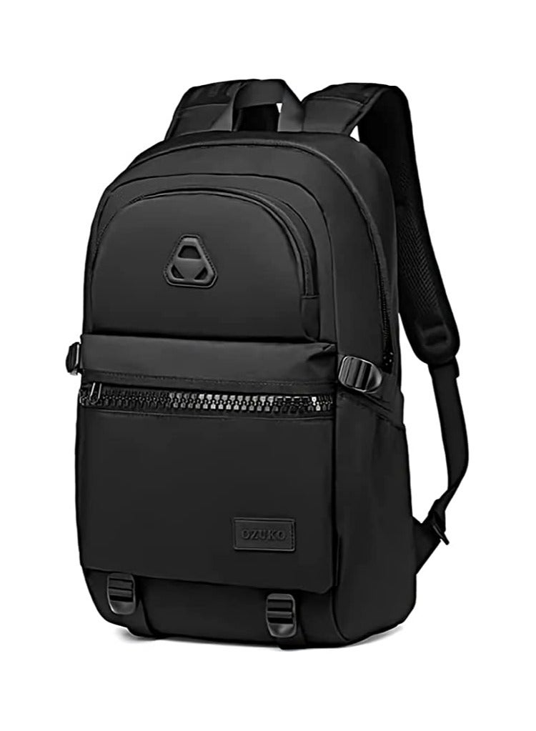 OZUKO Ozuko 9488 Waterproof Fabric Backpack With Water Cup And Umbrella Bag - Black  - Image 2