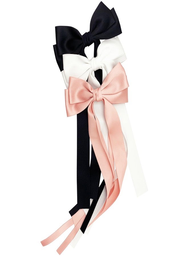 BETITETO Big Ribbon Hair Bows for Women, 3pcs Elegant Bow Alligator Hair Clips with Long Tail Hairgrip Barrettes Gift for Girls Teens - Image 4