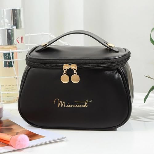 Sprqcart Large Capacity Waterproof Travel Cosmetic Bag with Handle and Divider - Multifunctional Makeup Organizer for Easy Access - Stylish Design | Black - Image 5