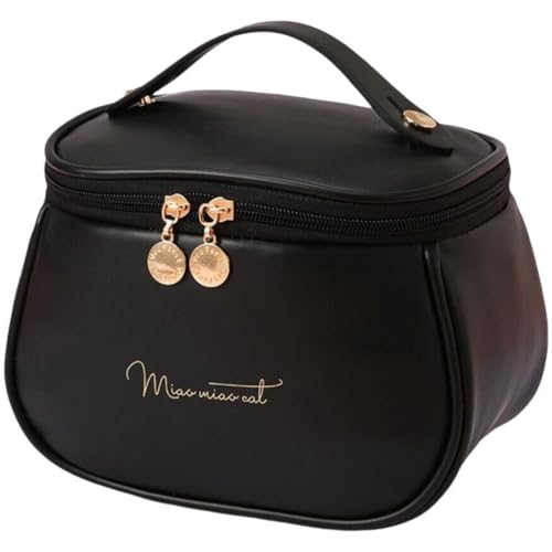 Sprqcart Large Capacity Waterproof Travel Cosmetic Bag with Handle and Divider - Multifunctional Makeup Organizer for Easy Access - Stylish Design | Black - Image 1