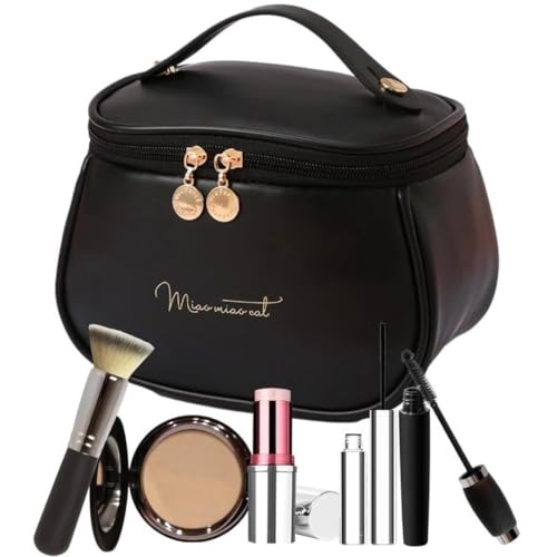 Sprqcart Large Capacity Waterproof Travel Cosmetic Bag with Handle and Divider - Multifunctional Makeup Organizer for Easy Access - Stylish Design | Black - Image 4