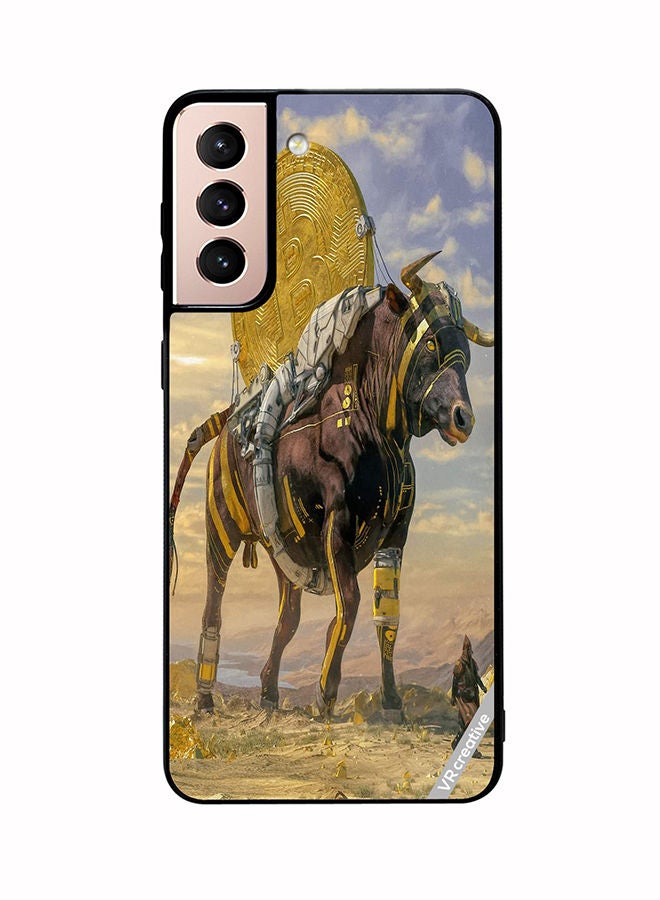 VR CREATIVE Protective Case Cover For Samsung Galaxy S21 5G Bitcoin Horse Design Multicolour - Image 1