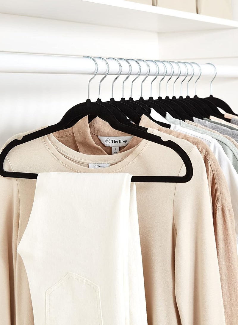 CityRiya-Long Velvet Hangers 50 Pack, Non-Slip Clothes Hangers, Black Suit Hangers, Robes Cloth Hanger, Heavy Duty Coat Hangers for Closet Organizer, Pants Hangers, Clothes Hanger for Robes, Coats, Pants & Dress - Image 5