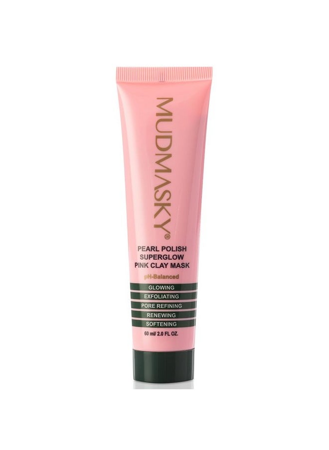 MUDMASKY - Pearl Polish Superglow Pink Clay Mask 2.0 Oz. / Premium Australian Pink Clay/Fragrancefree/Sensitive Skin - Image 1