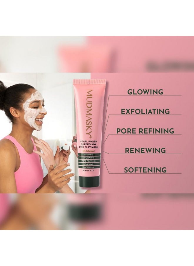 MUDMASKY - Pearl Polish Superglow Pink Clay Mask 2.0 Oz. / Premium Australian Pink Clay/Fragrancefree/Sensitive Skin - Image 1