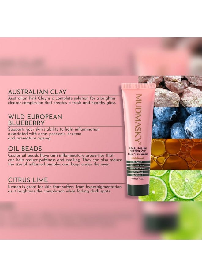 MUDMASKY - Pearl Polish Superglow Pink Clay Mask 2.0 Oz. / Premium Australian Pink Clay/Fragrancefree/Sensitive Skin - Image 1