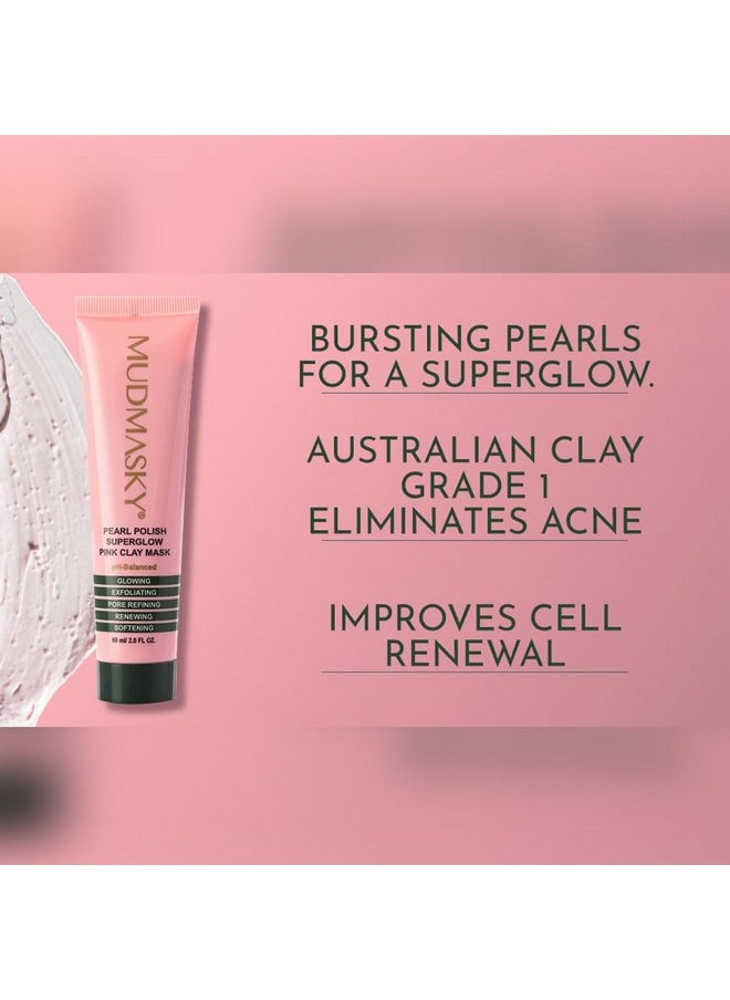 MUDMASKY - Pearl Polish Superglow Pink Clay Mask 2.0 Oz. / Premium Australian Pink Clay/Fragrancefree/Sensitive Skin - Image 1