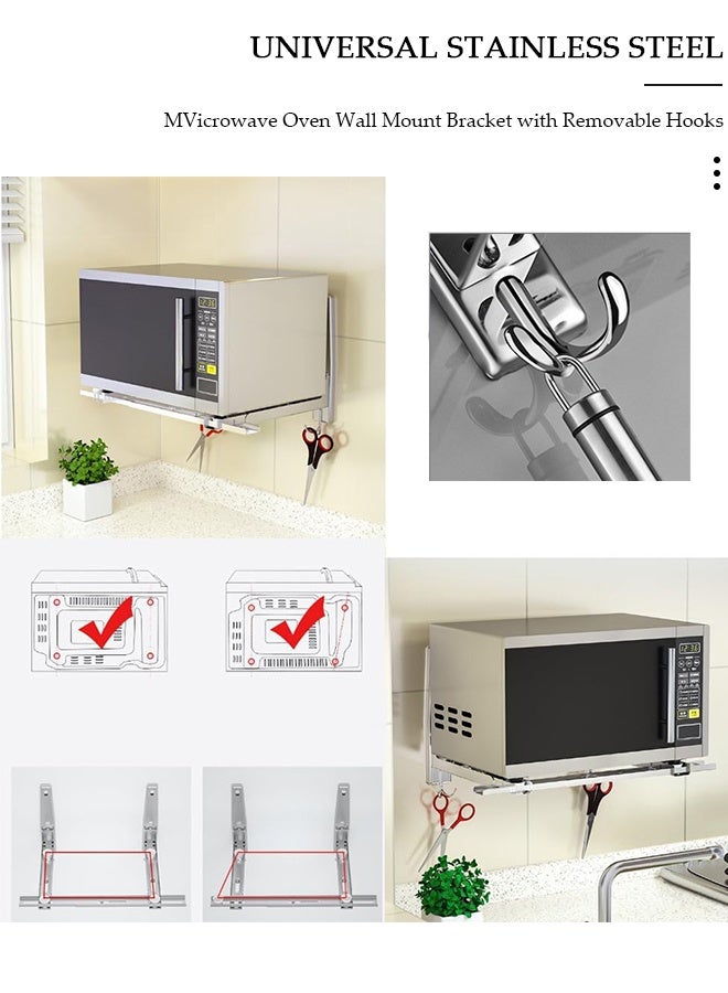 DUNISO Microwave Oven Wall Mount Bracket, Foldable Stretch Rack for Microwave Oven, Arm Adjustable,304 Stainless Steel Shelf Holder, Microwave Oven Wall Mount Stand Holder - Image 4