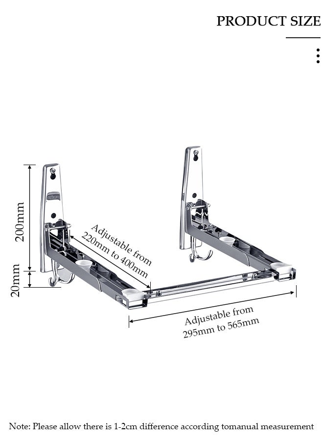 DUNISO Microwave Oven Wall Mount Bracket, Foldable Stretch Rack for Microwave Oven, Arm Adjustable,304 Stainless Steel Shelf Holder, Microwave Oven Wall Mount Stand Holder - Image 2