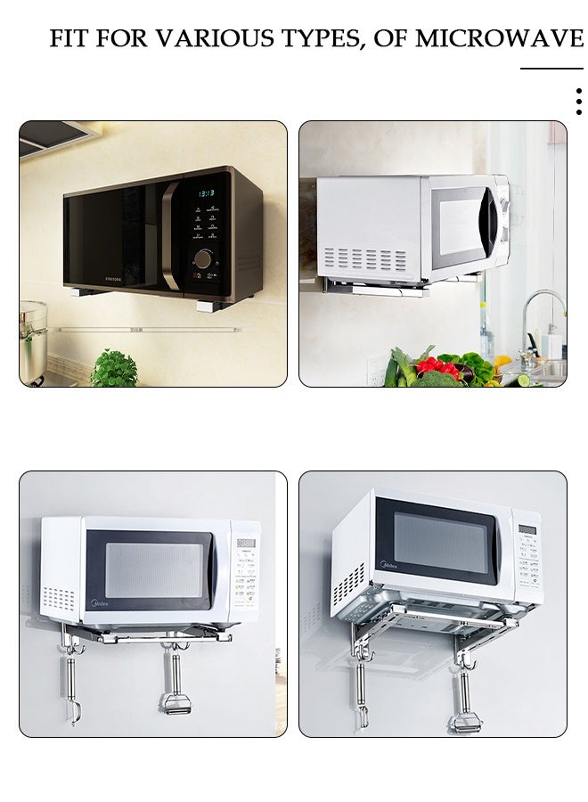 DUNISO Microwave Oven Wall Mount Bracket, Foldable Stretch Rack for Microwave Oven, Arm Adjustable,304 Stainless Steel Shelf Holder, Microwave Oven Wall Mount Stand Holder - Image 3