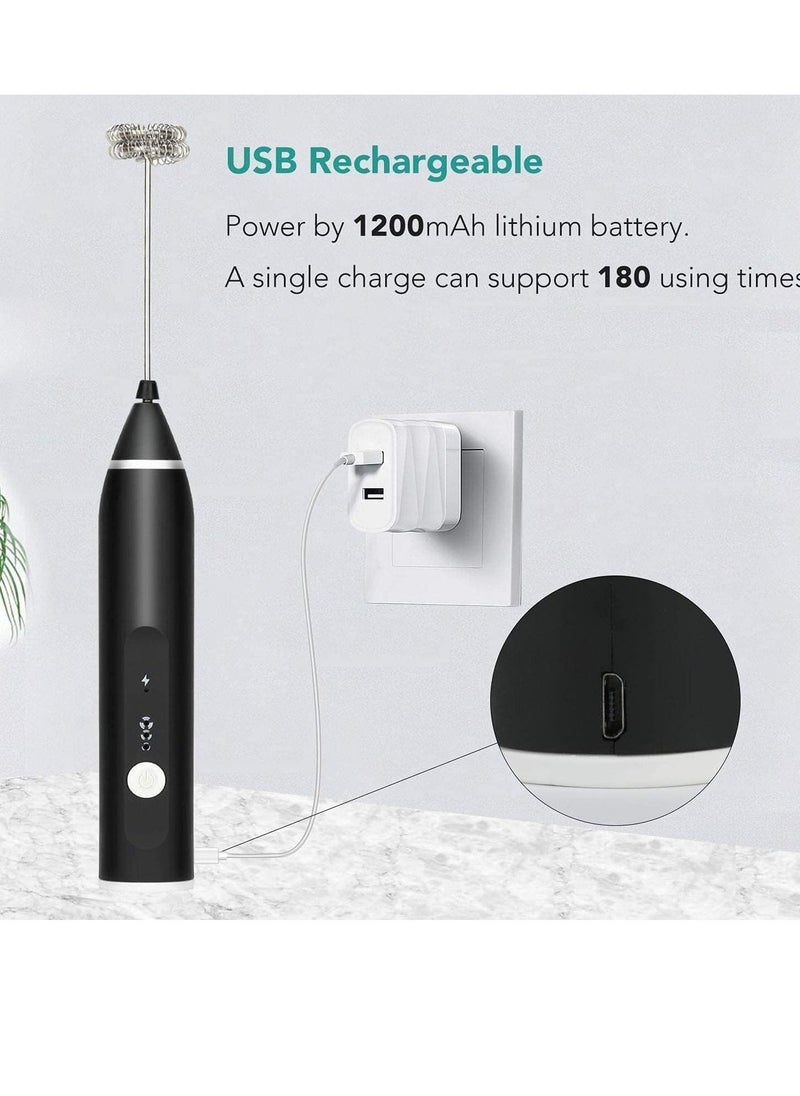Handheld Milk Frother. 3 In 1; Electric Foam Maker, Egg Beater, Drink Mixer. USB Rechargeable, Mini Blender For Coffee Latte Cappuccino Hot Chocolate,  - Image 3
