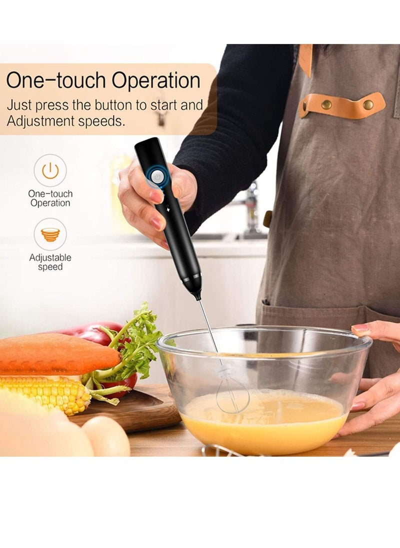 Handheld Milk Frother. 3 In 1; Electric Foam Maker, Egg Beater, Drink Mixer. USB Rechargeable, Mini Blender For Coffee Latte Cappuccino Hot Chocolate,  - Image 2
