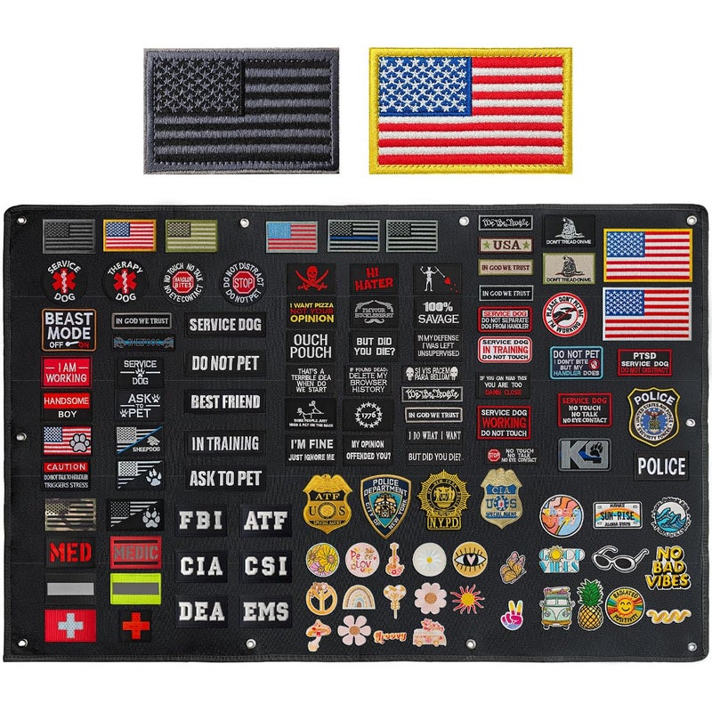 ZESION Black Tactical Patch Wall Board,Collapsible Tactical Patch Display, Hook and Loop Military Patches Holder (27.5"x42.5") - Image 1
