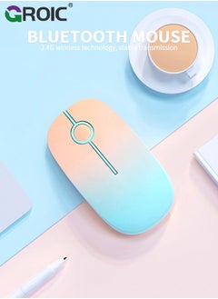 GROIC Wireless Mouse, 2.4G Slim Portable Computer Mouse with Nano Receiver, Less Noise Mobile Optical Mice for Notebook, PC, Laptop, Computer, Mac (Gradient Orange to Mint Green)  - Image 2