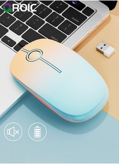 GROIC Wireless Mouse, 2.4G Slim Portable Computer Mouse with Nano Receiver, Less Noise Mobile Optical Mice for Notebook, PC, Laptop, Computer, Mac (Gradient Orange to Mint Green)  - Image 1