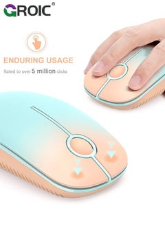 GROIC Wireless Mouse, 2.4G Slim Portable Computer Mouse with Nano Receiver, Less Noise Mobile Optical Mice for Notebook, PC, Laptop, Computer, Mac (Gradient Orange to Mint Green)  - Image 5