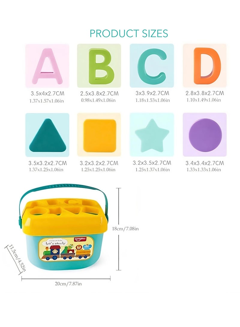 دوركو لعبة فرز الشكل - ABC وقطع الشكل ، ألعاب لبنات البناء التعليمية ، لعبة تعليمية تنموية للأطفال - Image 3