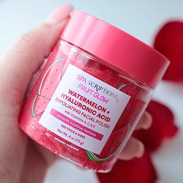 spascriptions Fruit Glow- Watermelon + Hyaluronic Acid Exfoliating Facial Polish With Vitamins A, C & E Infusion 4 Oz - Image 2