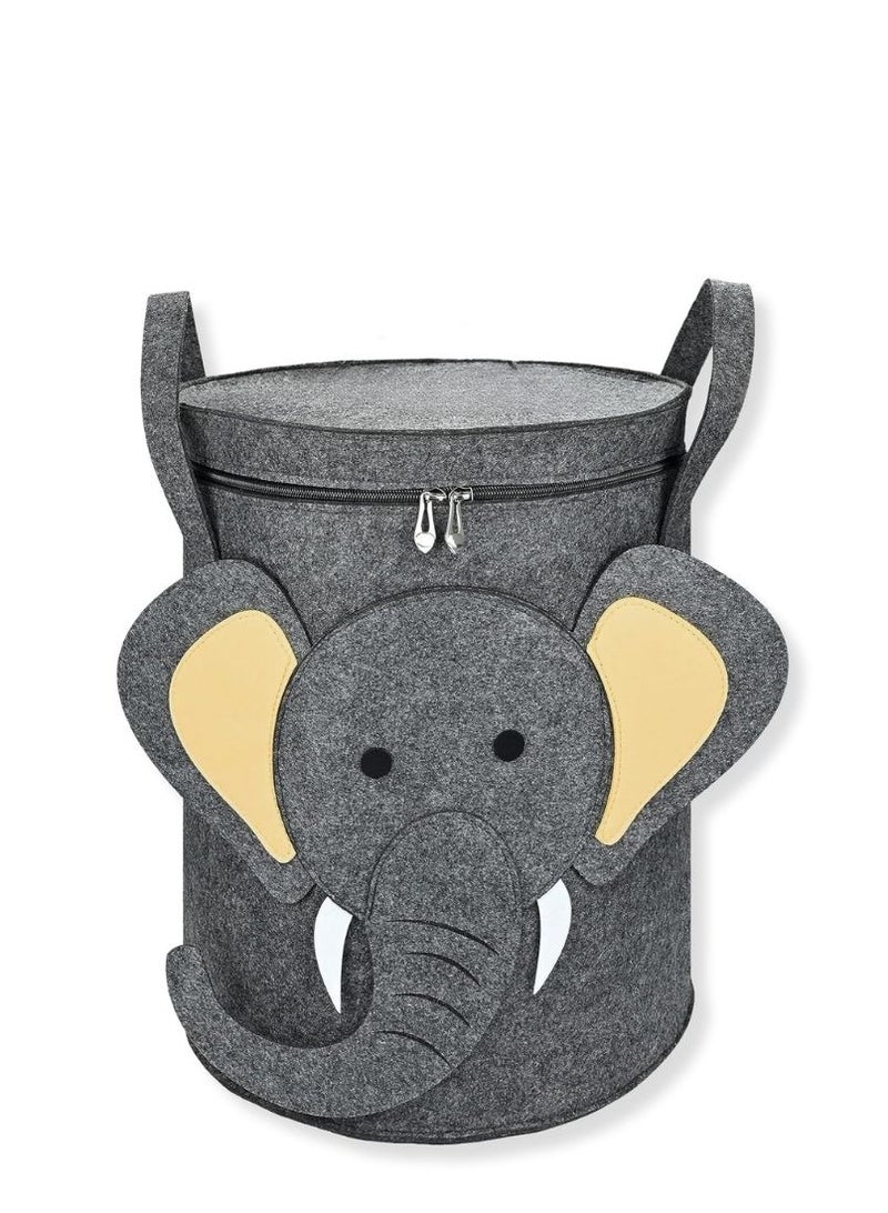 turtees Toy Storage Basket, Kids Toy Storage tub with Lid, Felt Storage Hamper for Baby Kids Toys, Bedroom Hamper Washing Baskets for Laundry - Image 1