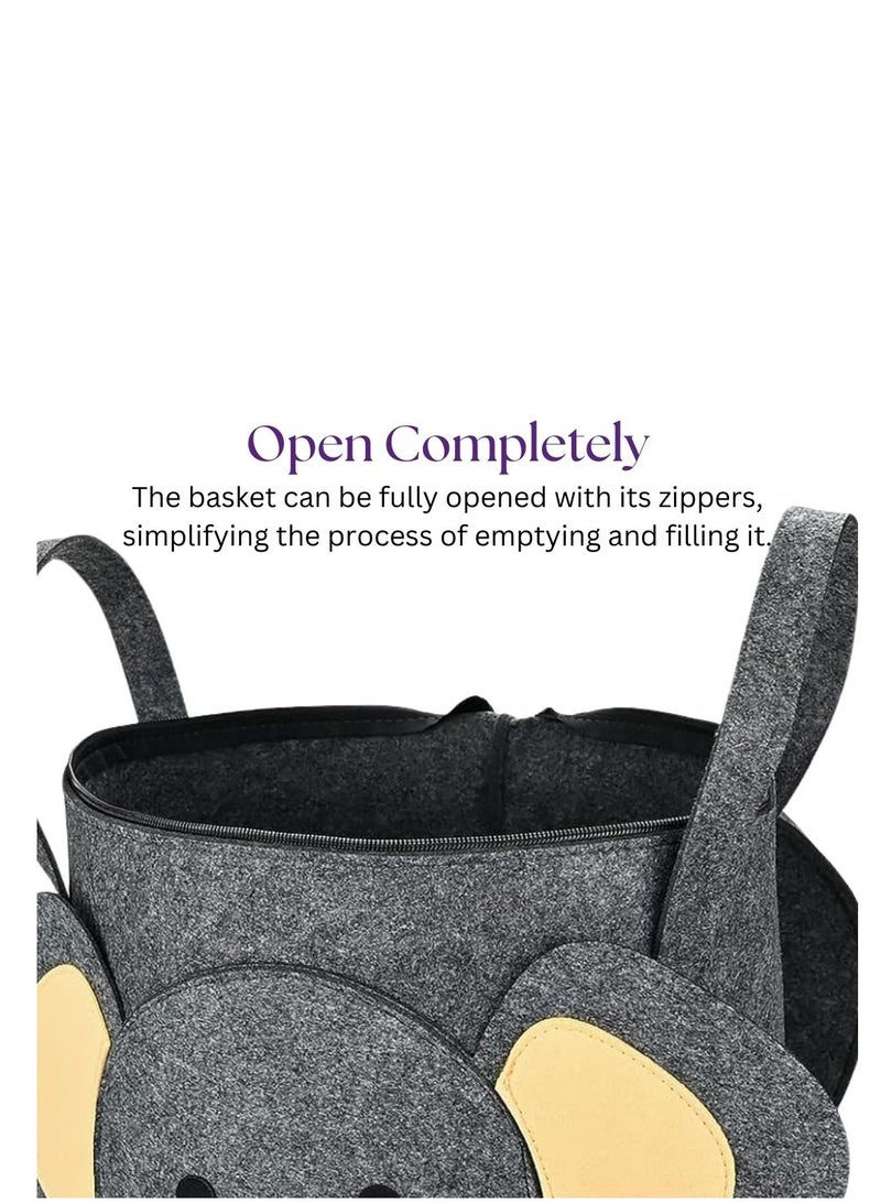 turtees Toy Storage Basket, Kids Toy Storage tub with Lid, Felt Storage Hamper for Baby Kids Toys, Bedroom Hamper Washing Baskets for Laundry - Image 4