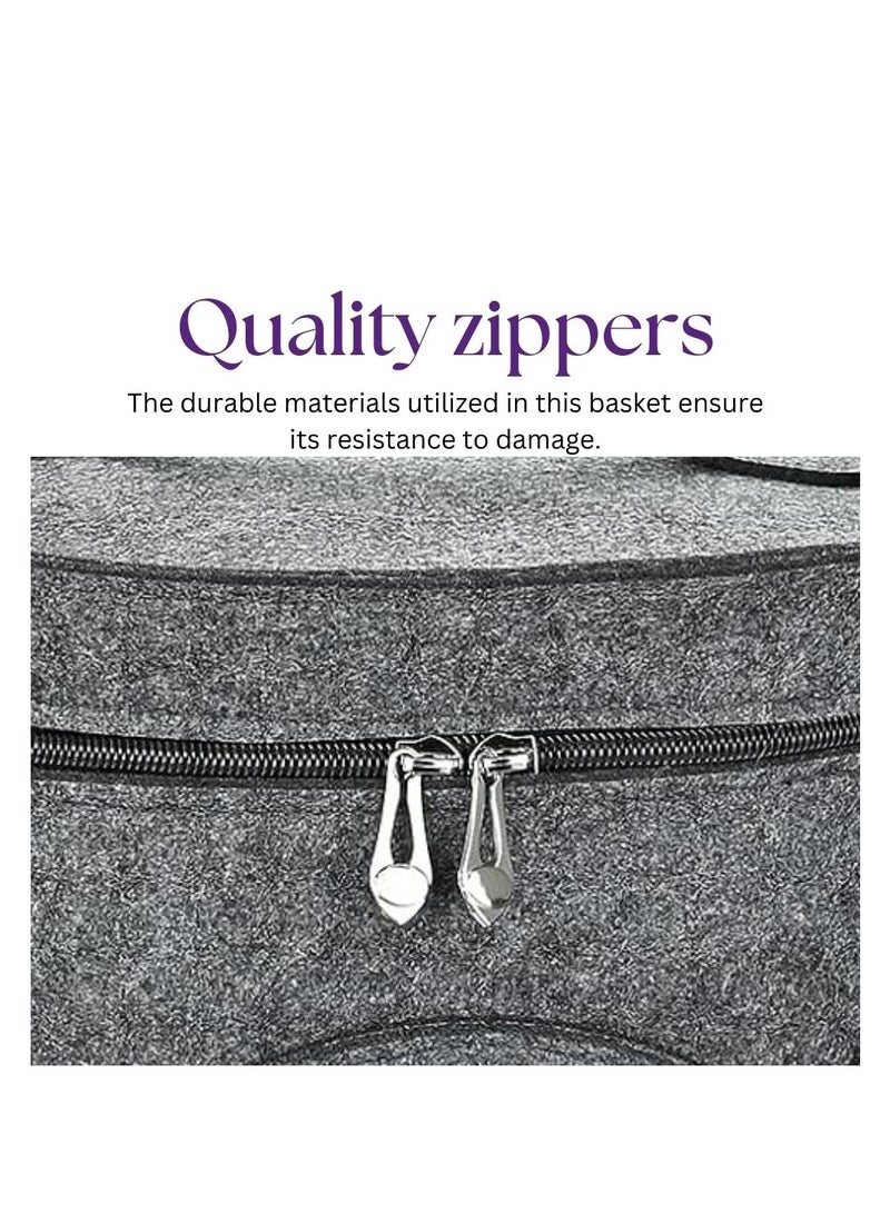 turtees Toy Storage Basket, Kids Toy Storage tub with Lid, Felt Storage Hamper for Baby Kids Toys, Bedroom Hamper Washing Baskets for Laundry - Image 5