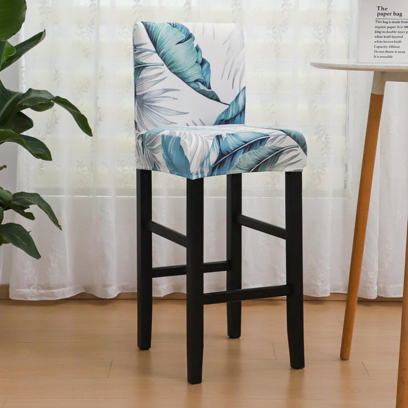 SPRINGRICO Bar Stool Covers Set of 4, Stretch Washable Barstool Seat Covers with Backs, Removable Counter Height Chair Covers for Kitchen Dining Room Cafe (Cassandra, 4PCS) - Image 2
