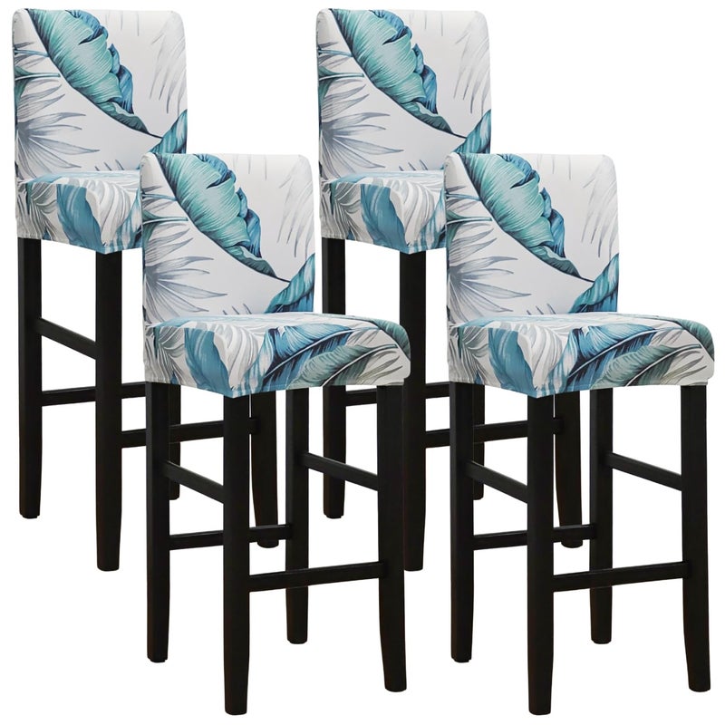 SPRINGRICO Bar Stool Covers Set of 4, Stretch Washable Barstool Seat Covers with Backs, Removable Counter Height Chair Covers for Kitchen Dining Room Cafe (Cassandra, 4PCS) - Image 1