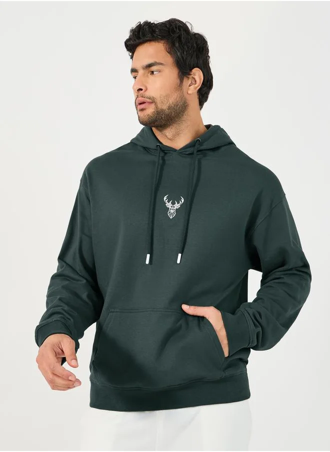 Styli Minimal HD Print Fleece Relaxed Fit Hoodie
