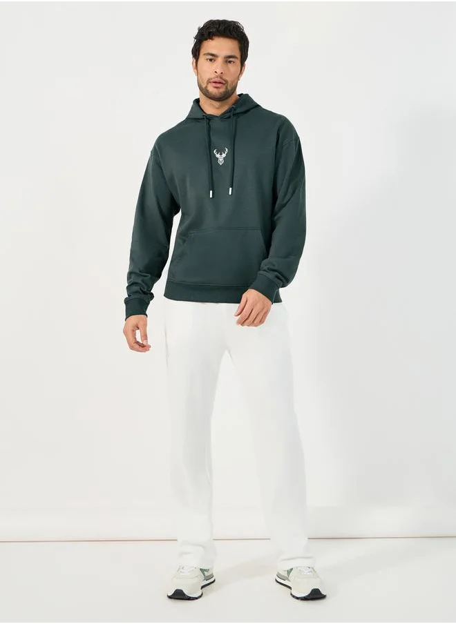 Styli Minimal HD Print Fleece Relaxed Fit Hoodie