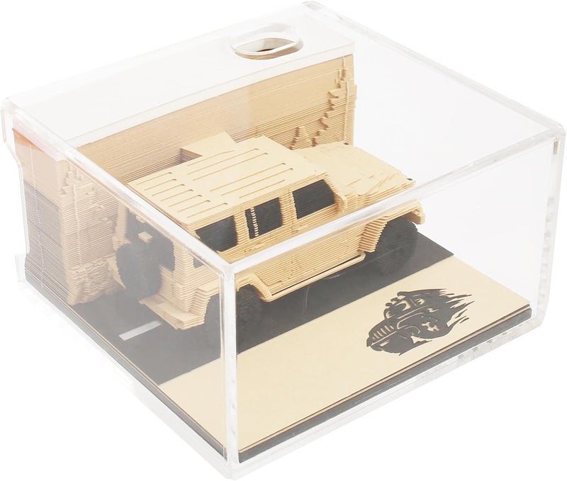 windforgecraft 3D Desk Calendar 3D Art Calendar Memo Pad Unique and Creative Paper Sculpture Weekly Calendar Creative 3D Paper Decorative Desk Calendar for Birthday Christmas Valentine's Day Wedding Gifts (Car Model) - Image 1