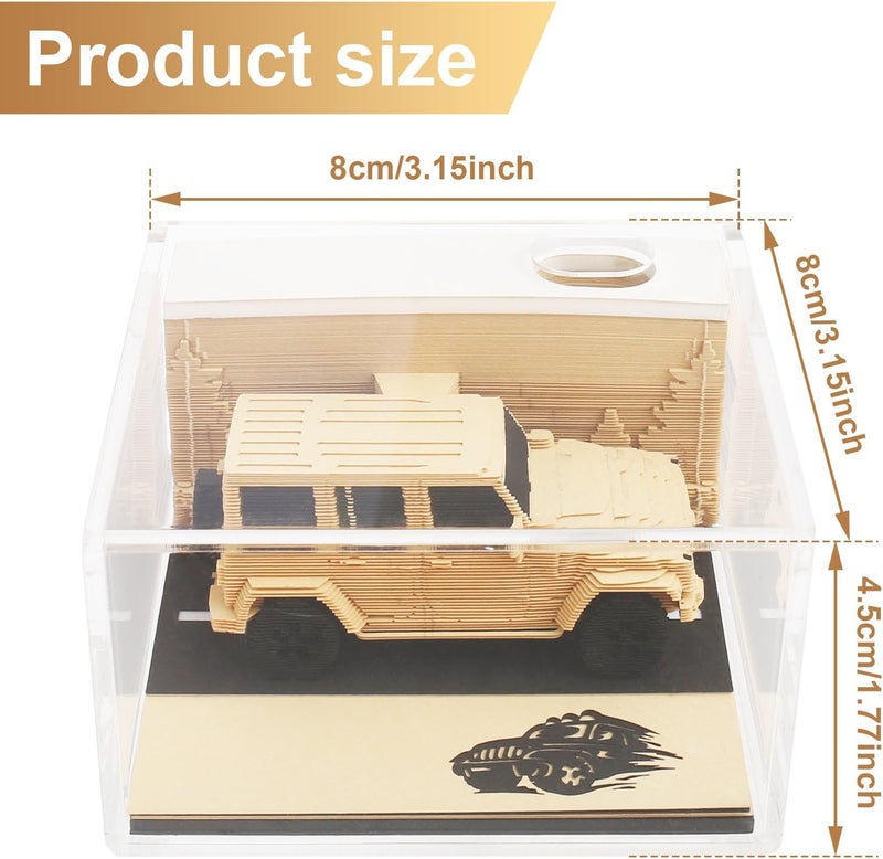 windforgecraft 3D Desk Calendar 3D Art Calendar Memo Pad Unique and Creative Paper Sculpture Weekly Calendar Creative 3D Paper Decorative Desk Calendar for Birthday Christmas Valentine's Day Wedding Gifts (Car Model) - Image 2