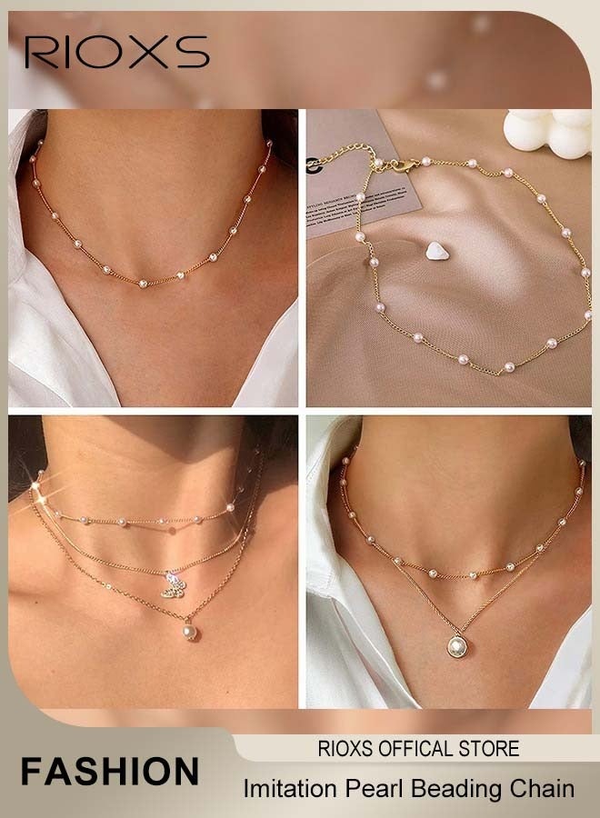 RIOXS Imitation Pearl Beading Chain Copper Plated Necklace Bracelet Chain for Craft DIY Jewelry Making (1Meter) - Image 3